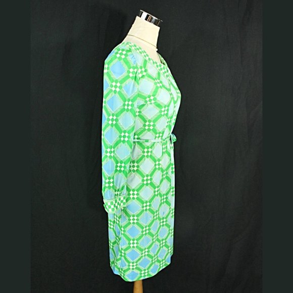 Vintage Collectors Anne Fogarty Checkered Long Sleeve Sheath Dress S M 1970s - Picture 7 of 12